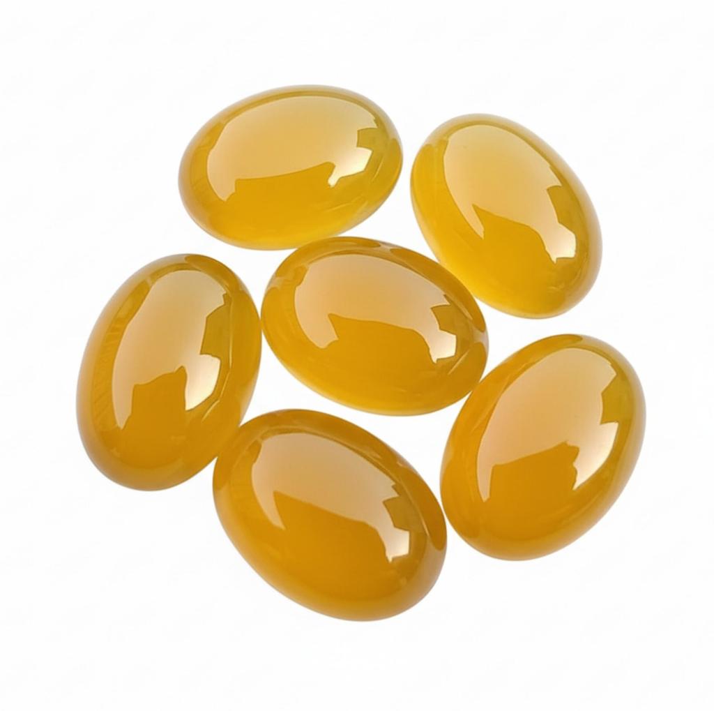 Natural Mango Chalcedony Cabochons - Oval Flat Back Gemstones for Jewelry Making