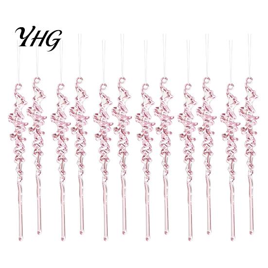 Decorative Hanging Lanyards Included 12Pcs Colorful Spiral Icicle Ornaments, Acrylic Twisted Ice Bar Decor for Christmas Tree, Easy Storage