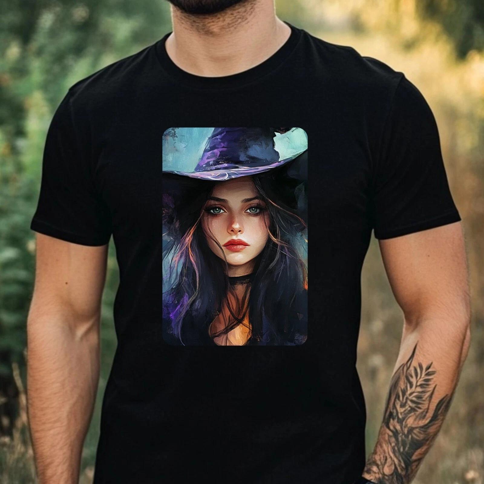 T-Shirt Herren Hexe Portrait Motiv Baumwolle Größe XS bis 5XL XS