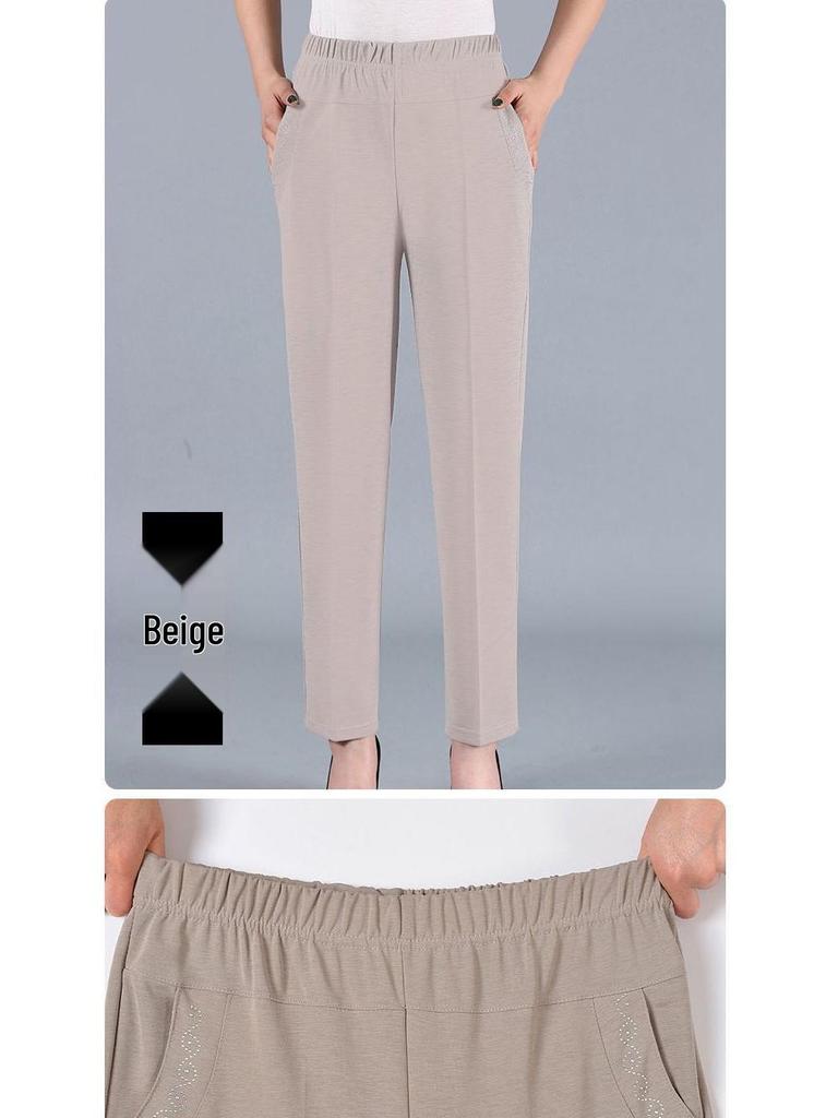 Summer Stretch High-Waist Casual Pants for Women - Loose, Straight-Leg, Grandma Style