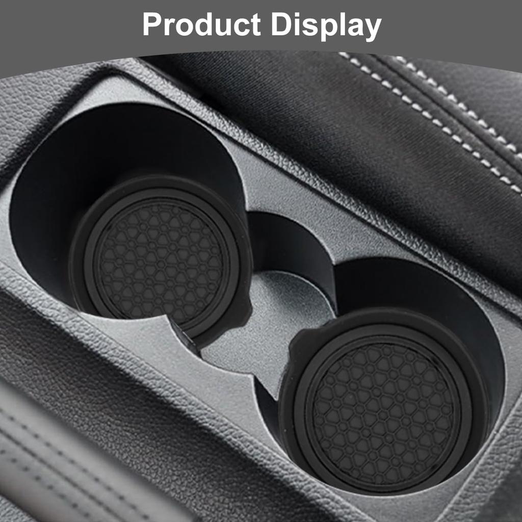 HZEL Car Cup Holder Coasters, 4PCS Non Slip Waterproof Vehicle Water Bottle Pads, Recessed Automotive Interior Drink Mat Decoration Accessories,