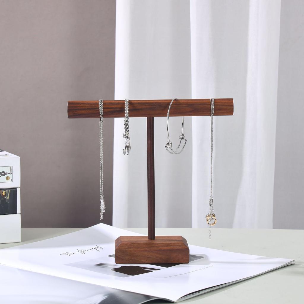 Wooden Jewelry Bracelet Storage Display Chain Watch T-Bar Rack Organizer Hard Stand Holder Jewelry Display Bracelet Display Rack