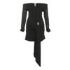 # Sisjuly# Sexy Man Attracted Black Ribbon Design Ornament Embellishment Ruched Perspective Long Sleeves Dress Female