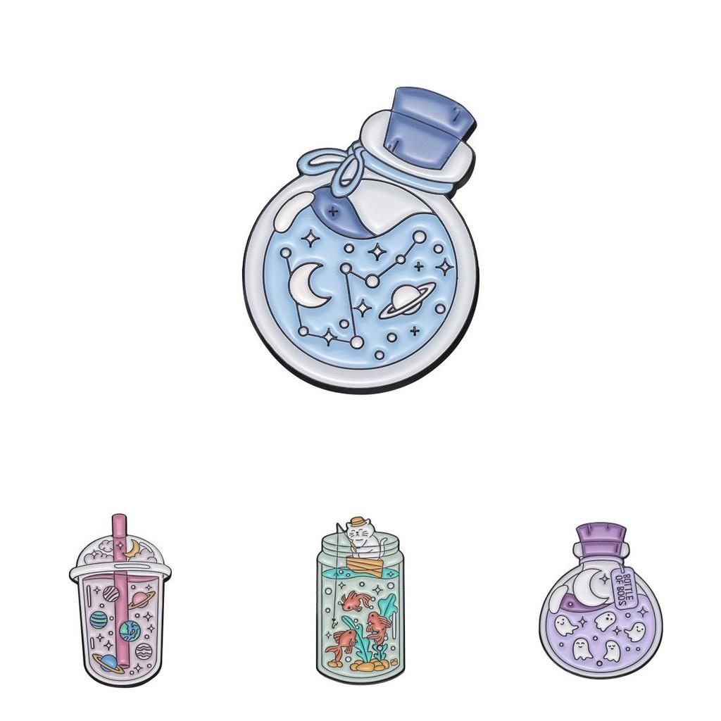Brooch Alloy Fashionable In Unique Space Astronaut Design With Adorable Ghost And Milk Tea Cup For Wear Everyday
