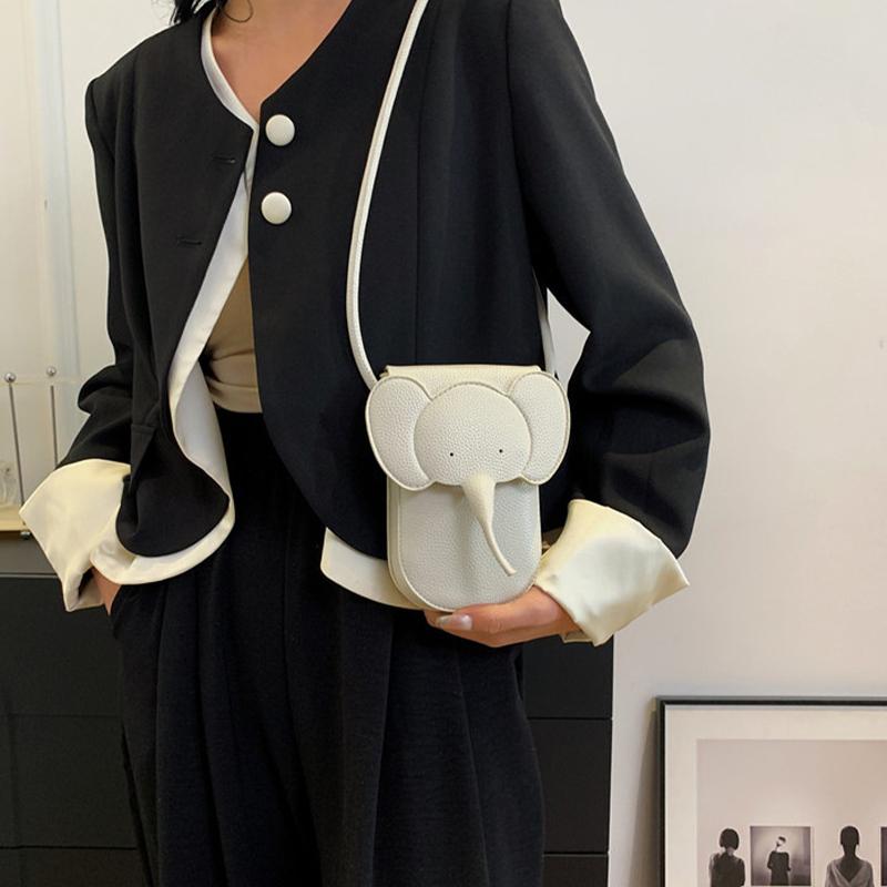 PU-Leder Baby Elefant Münzbörse Damen Tasche Anhänger Kreativer Kartenhalter Aufbewahrung Lippenstift Umschlag Reißverschluss Geldbörse