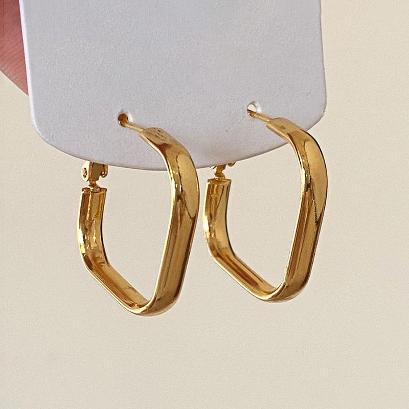 PONYKISS Sterling Silver 18K Gold Square Hoop Earrings for Women Classic Geometric Fine Personality Accessories