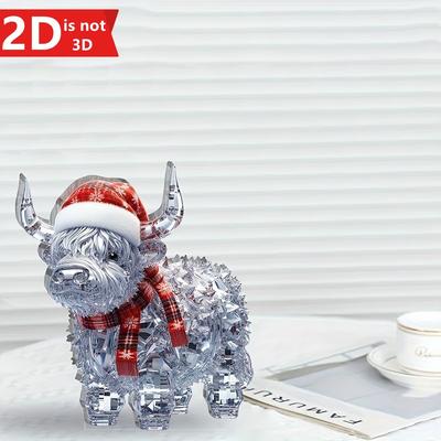 A Highland Cow Ornament, Christmas Crystal Style Desktop Decor, Suitable As a Birthday and Graduation Gift Decorative Figurines