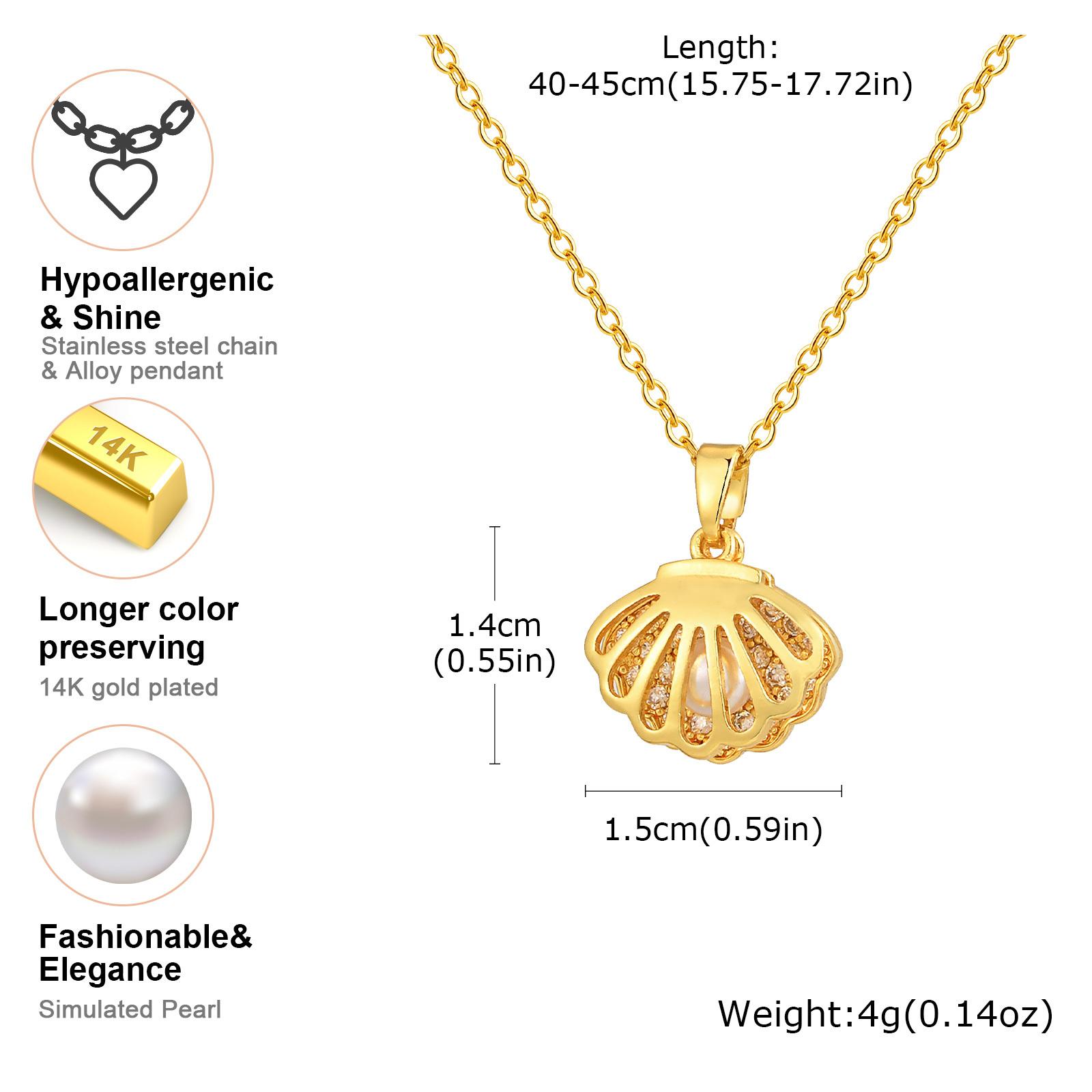 

Vnox Exquisite Pearl Necklace For Women Stainless Steel Shell Starfish Pendant Multi Layered Jewelry Gifts