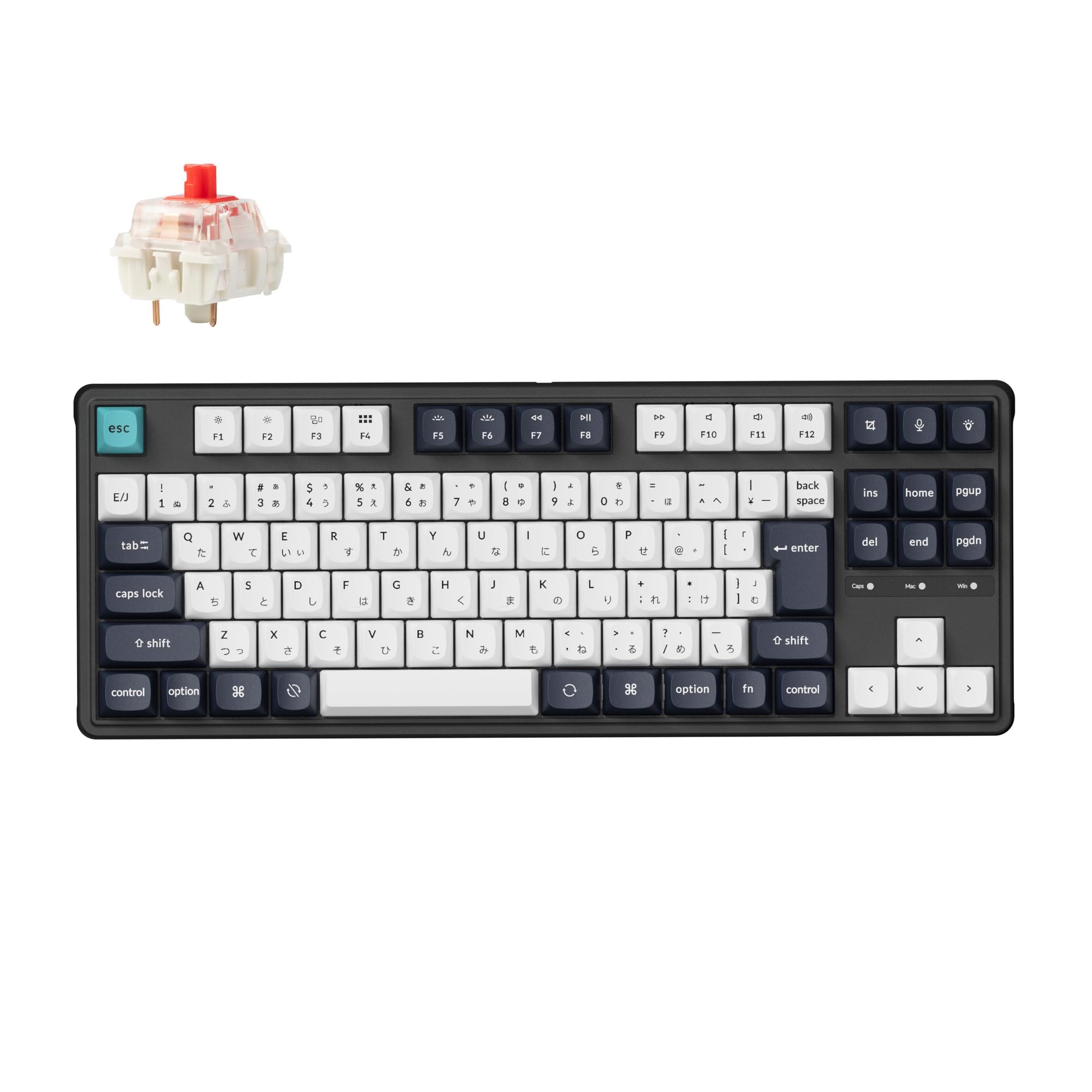 

C3 Custom Gaming Compact Tenkeyless LED Mechanical Shot PBT with Mac Windows Linux K Pro Red [Keychron Pro] Keyboard, Layout/JIS Layout/Red