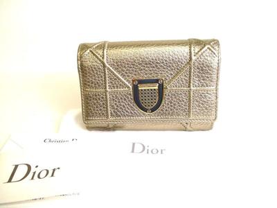 Authentische Christian Diorama Champagner Gold Leder Bifold Geldbörse #9255 Geöffnete Schachtel