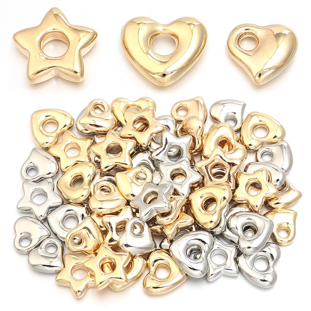 30-100pcs Big Hole CCB Beads Star Beads Peach Heart Beads Irregular Droplet Beads Spacer Beads For Jewelry Making Accessories
