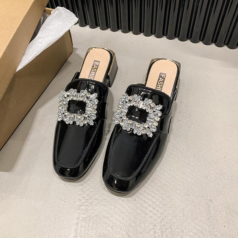 

Тапочки Baotou, женские, летняя и осенняя мода, классные тапочки 2024 года, новые интернет-знаменитости, универсальные туфли на толстом каблуке Mueller 35 чёрный