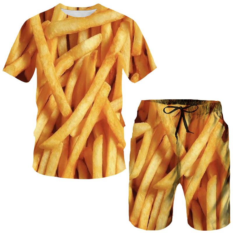 Śmieszne owoce orzechy 3D Druk T-shirty Zestawy szortów Męskie dresy Oversize Krótki rękaw T-shirt Spodnie Zestaw Garnitury męskie Odzież