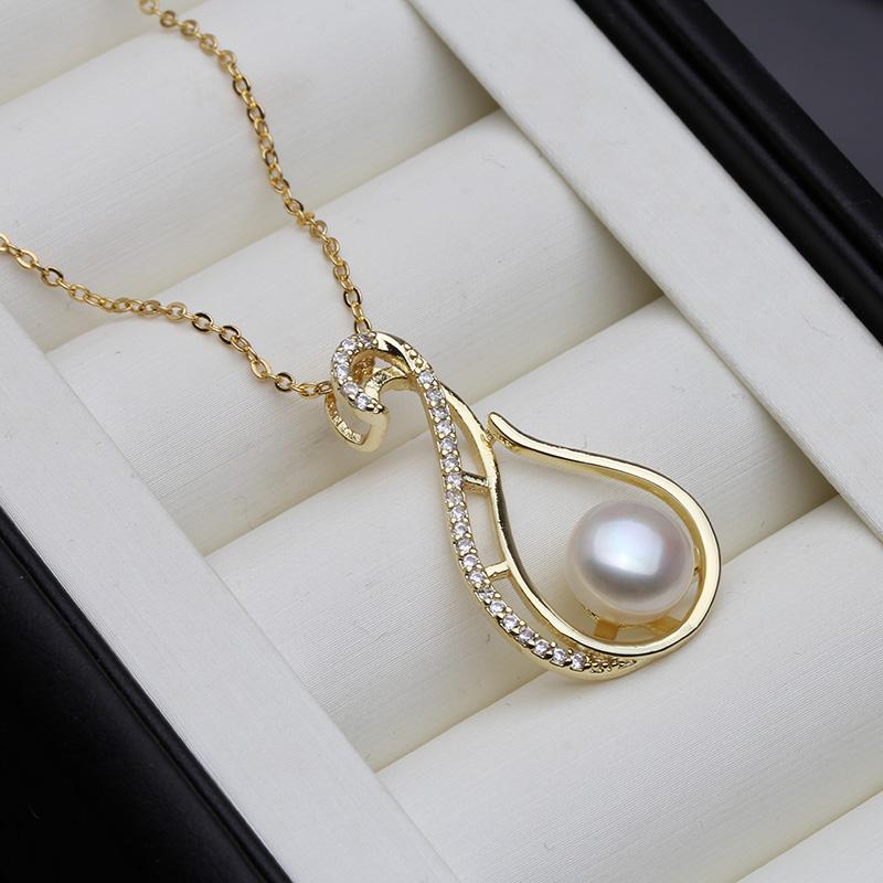 

New Natural Flat Pearl Pendant For Women,Freshwater Gold Plated Pearl Jewelry Pendants Wife Mother Birthday Gift Drop Shipping
