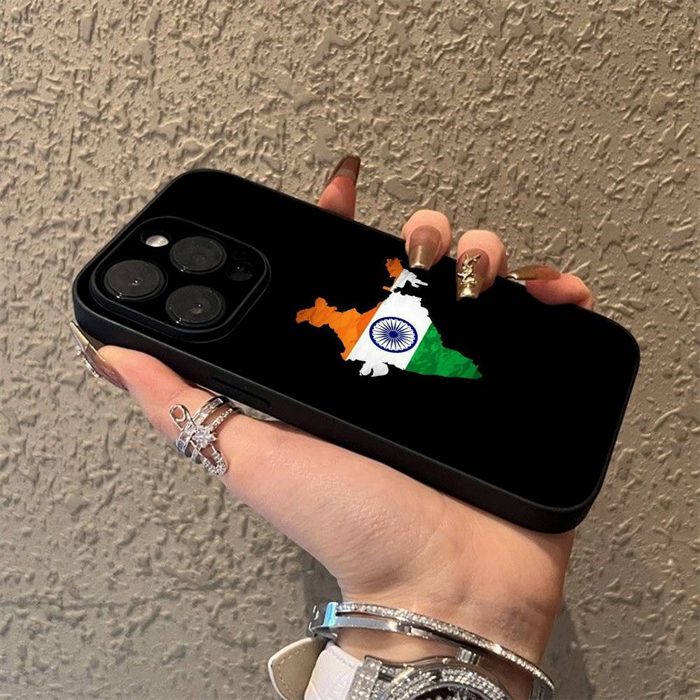 India Indian National Emble Flag Phone Case For iPhone 17,16,15,14,13,12,11,Pro,Max,Plus,E,Air,Mini Black Soft Box