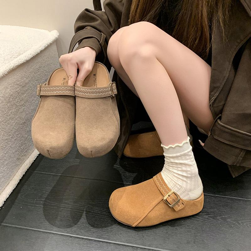 Two Wear Thick-soled Versatile Soft-soled Bag Head Slippers for Women In 2025 New Women's Models, and Half Wear Bobo Shoes, Which Are Not Tiring.