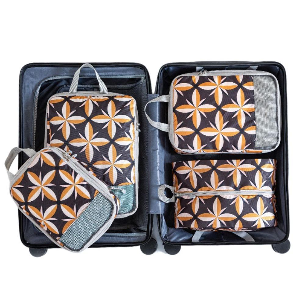 4pcs/set Printed Compression Storage Bag Foldable Luggage Storage Bags Set Packing Cubes  Clothes