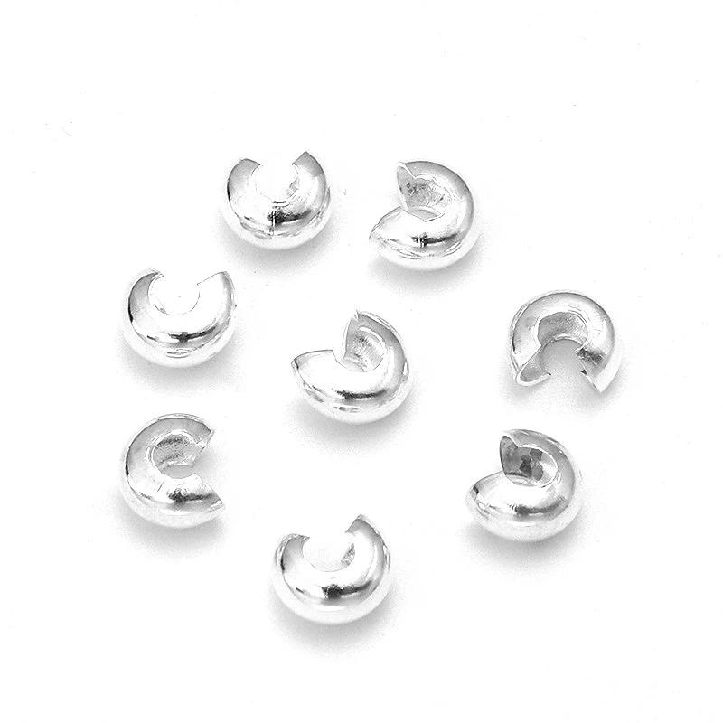 50/80PCS Copper Round Covers Open Crimp End Beads Dia 3 4 5 Mm Stopper Spacer Beads For DIY Jewelry Making Findings Supplies
