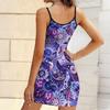Summer New Style Vintage Pattern Print Sleeveless Bodycon Dress with Pockets Sexy Slim Fit Elegant Party Dress
