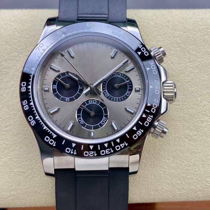 Laojia Daytona Series Cement Gray Automatic Panda Dial Stainless Steel Men's Multifunction Watch