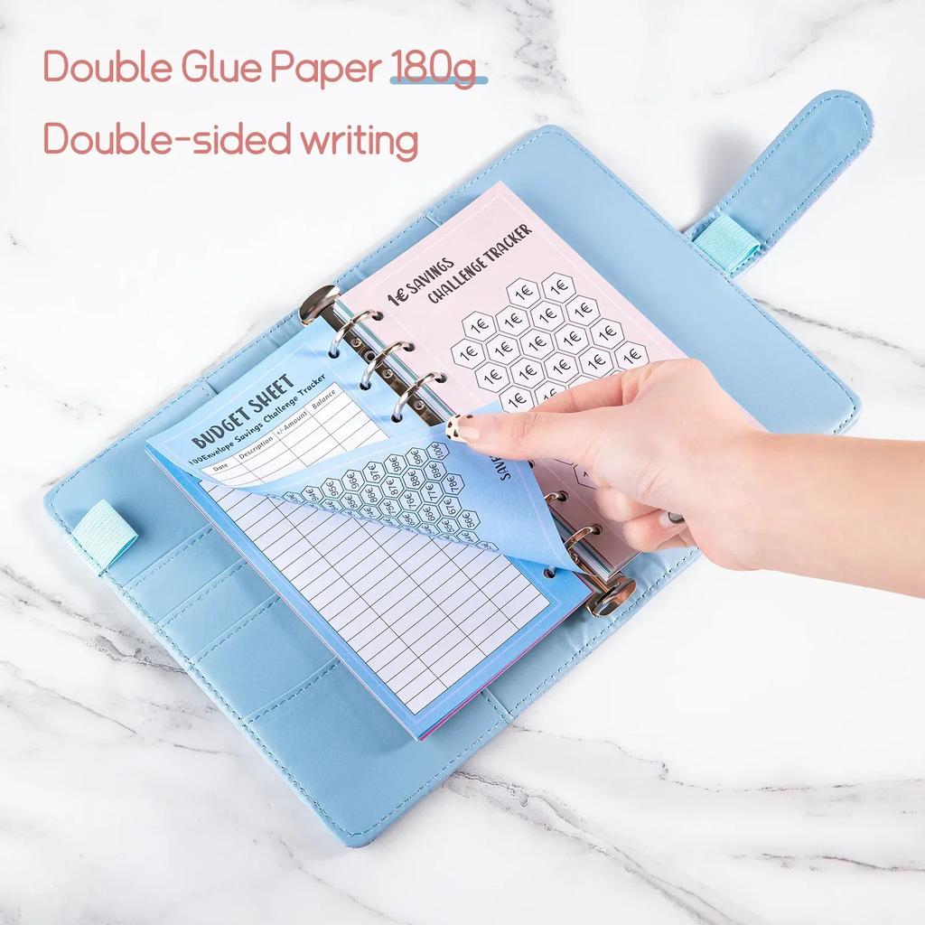 48 Sheets Week Savings Challenge Papers A6 Loose Leaf Binder Save Money Notebook Euros USD Cash Budget Planner Supplies