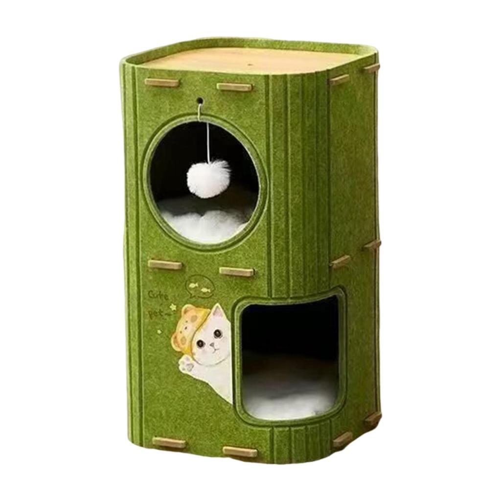 2 Storey Cat Bed Cave Nest Hut Covered Tunnel Condo Cat House Enclosed Bed for Outside Sleeping Indoor Outdoor Cats Kitty Pet
