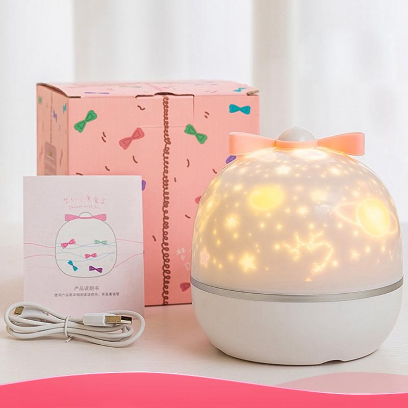 

Star Projector Light Rechargeable Rotatable Cute Bow Bedroom Night Light for Children Kids Rechargeable