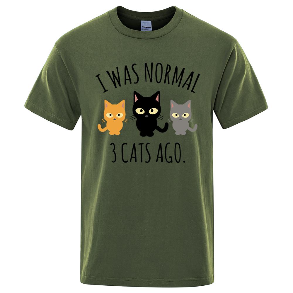 Ich war normal vor 3 Katzen Bedruckte Herren T-Shirts Normale Ärmel Kleidung Mode Atmungsaktive T-Shirts Herren Lässig Sommer T-Shirts