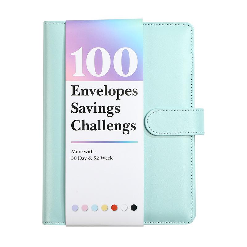 100-Day Envelope Challenge Loose-Leaf Notebook: PU Colored Savings Planner for Couples