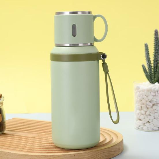 Cup 316 Stainless Steel Vacuum Insulated Bottle with Leakproof Lid And Portable Handle 2-in-1 Drinking Cup Wide Mouth for Hot Cold Drinks