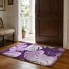 Purple Tropical Leaves Floor Mat Soft Flannel Absorbent Mat Non-Slip Rug Home Bedroom Bathroom