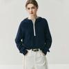 Women's Elegant Hooded Half-Zip Cashmere Sweater - Versatile Knitwear for Autumn/Winter 2026