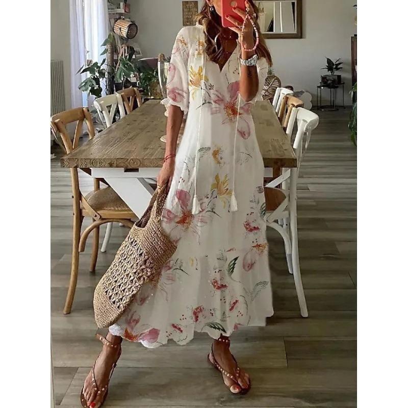 BITCED Fashion Summer Spring 1/2 Sleeves  V-Neck Casual Dresses