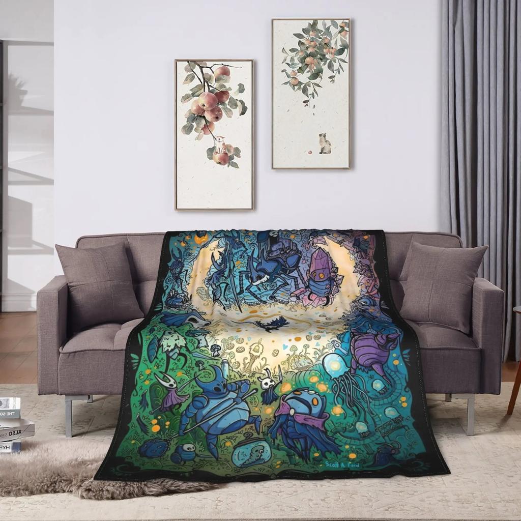 Hollow Knight Silk Song Fran Velvet Blanket for Autumn and Winter Breathable Super Warm Sofa Bed Blanket Warm and Soft Plush Bla