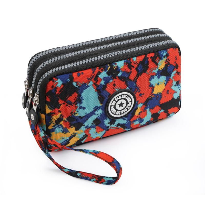 Waschbare Denim Damen Mehrfachfach-Clutch: Münz-, Make-up- und Handyaufbewahrung.