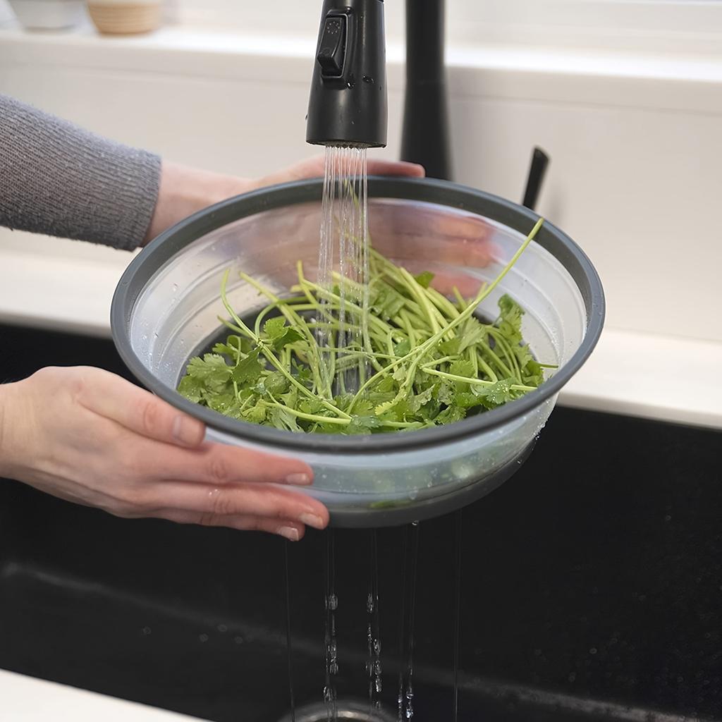 10.5 Inch Round Multi-Ply Collapsible Microwave Food Cover with Steam Vent and Strainer Easy-to-Carry Design with Handle - Perfect for Cooking