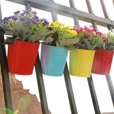 Recipient pentru ghiveci agățat din fier din metal pentru casă, balcon, grădină, butoi