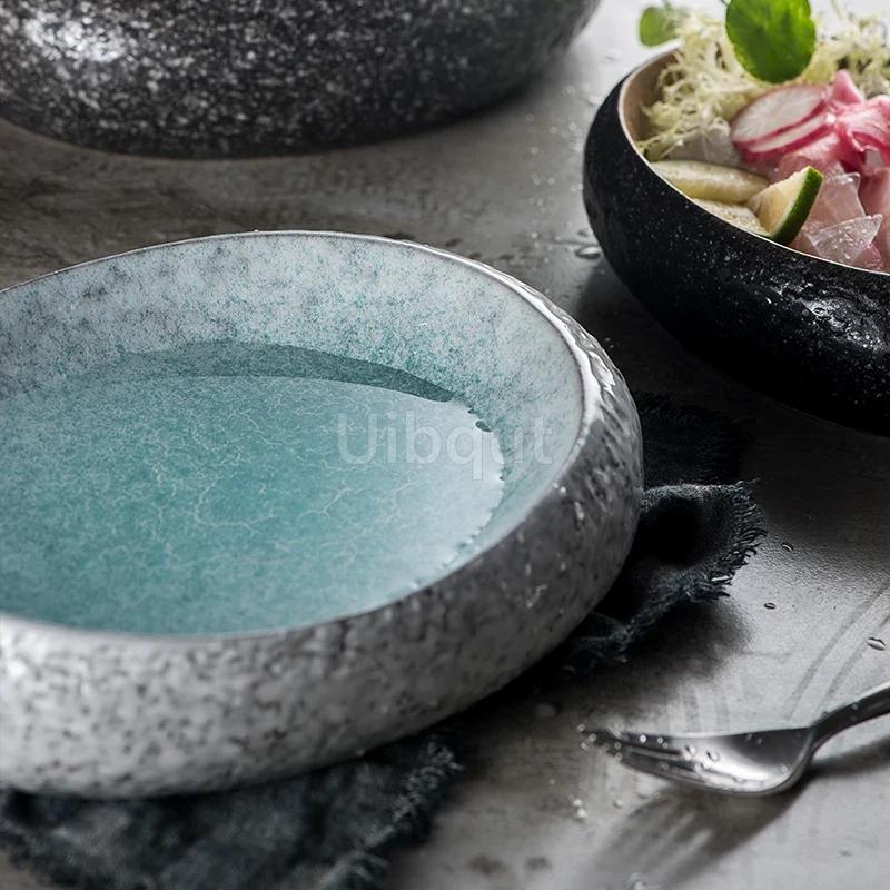 seafood Creative Stone Pattern Ceramic Bowl Thick Edge Sushi Bowl Sashimi Dessert Bowls Soup Bowls Restaurant Special Tableware