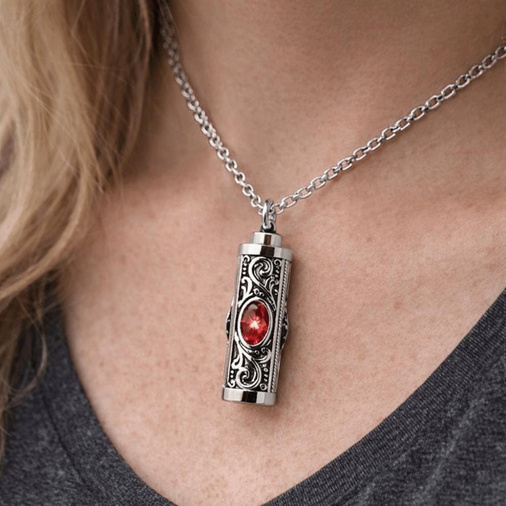Crystal Cremation Urn Necklace Birthstone Ashes Pendant Memorial Jewelry Keepsake Jewelry