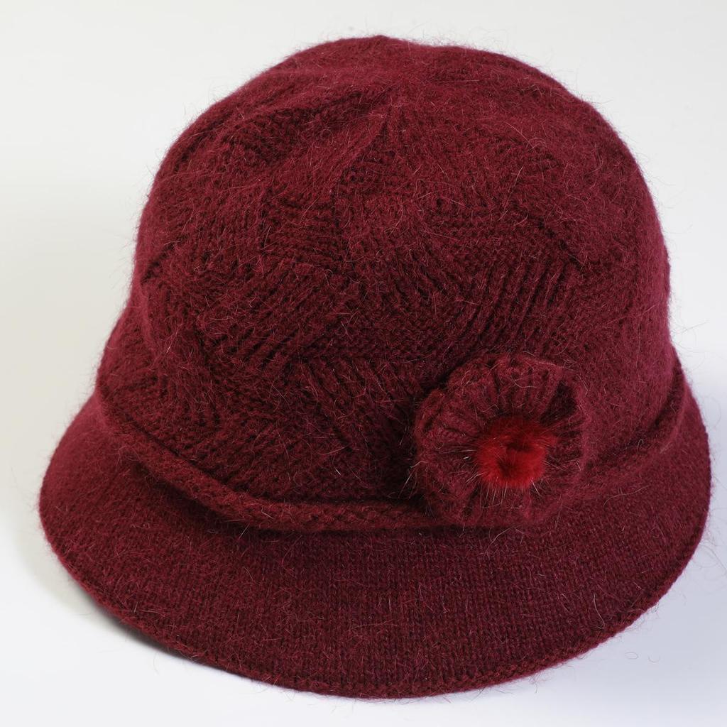 Chapeau en laine pour femmes, automne et hiver, fleur, mère, lapin, Pot, peluche, épaissi, maintien au chaud