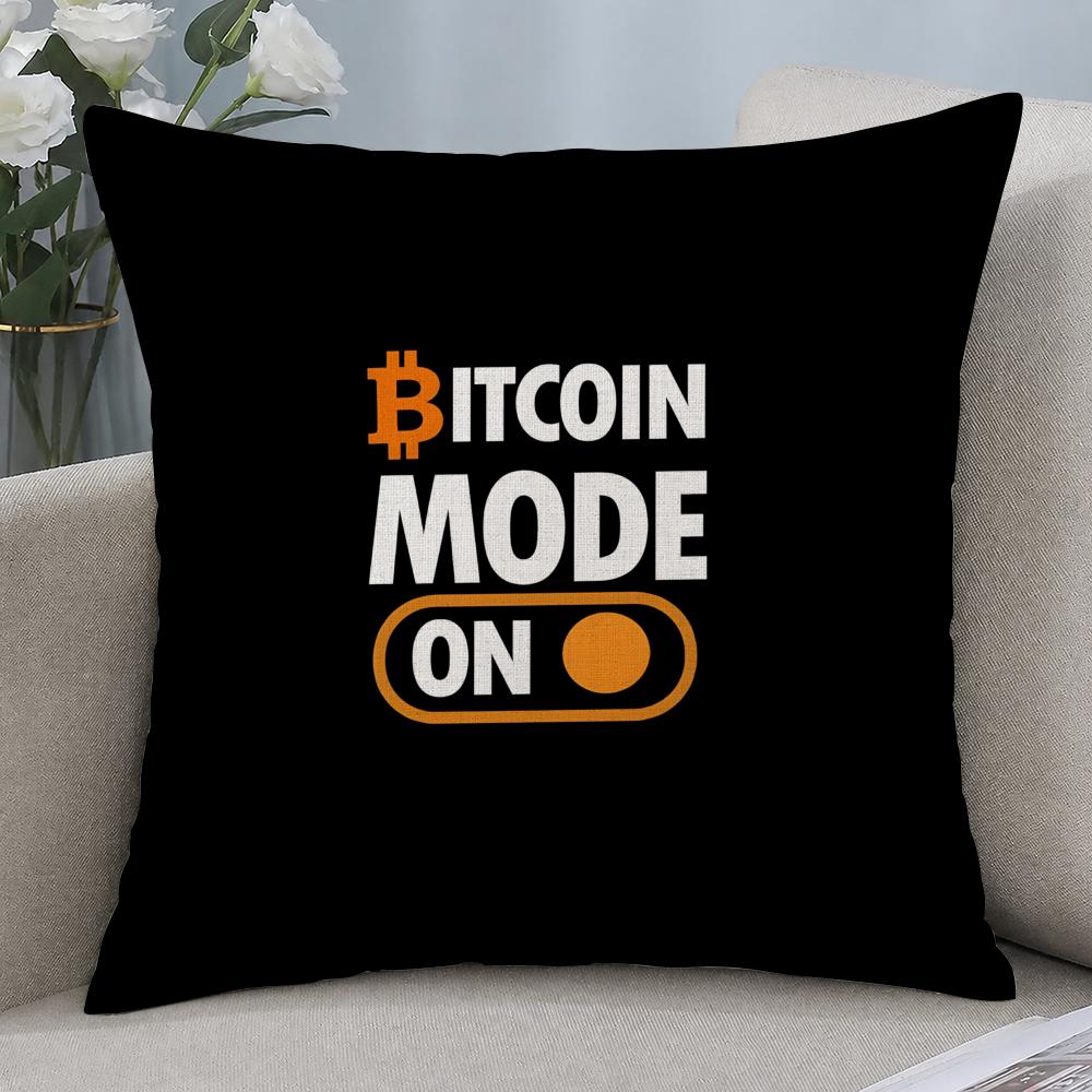 Cryptocurrency Bitcoin Cryptocurrency Btc Cushion Cover Cushion Covers Natural Linen Breathable Sofa Bedroom Decor Pillowcase