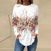 Plus Size Butterfly Print Sports-Shirt Casual Long Sleeve Round Neck Pullover Women's Plus Size Clothing