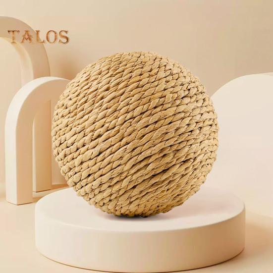 Palla Sisal per Gatti Giocattolo Interattivo con Tiragraffi a Palla per Gatti Pallina Tiragraffi Naturale in Sisal con Suono per Pulizia Denti e Addestramento Gattini