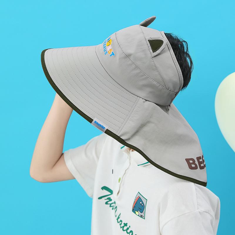 1108 Children's Hat Summer Outdoor Sun Protection Sun Hat Neck Protection Shawl Bucket Hat Boys and Girls Empty Top Sun Hat