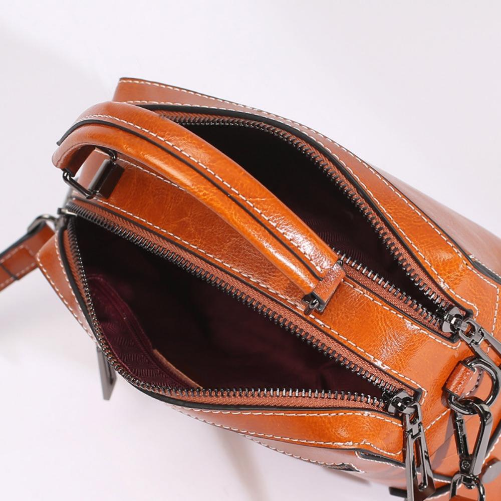 Bag Women's 2 Oil Wax Pure Leather Women's Bag Backpack Cowhide Handheld One Shoulder Crossbody Bag