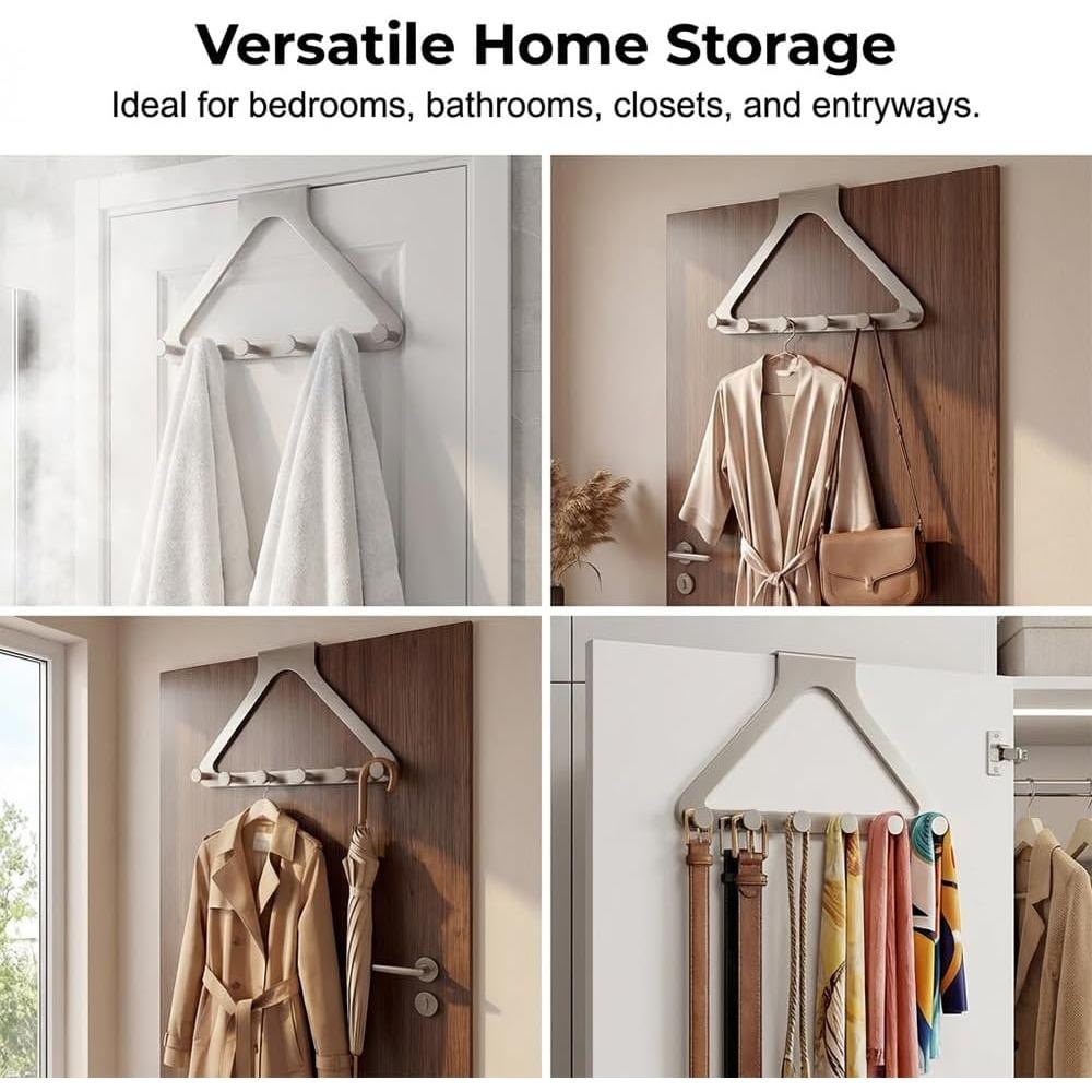 Over-The-Door Hanger Organizer, 2026 New Modern Over The Door Hanger Rack, Over Door Hook Heavy Duty Door Hanger Multi-Purpose Door Organizer