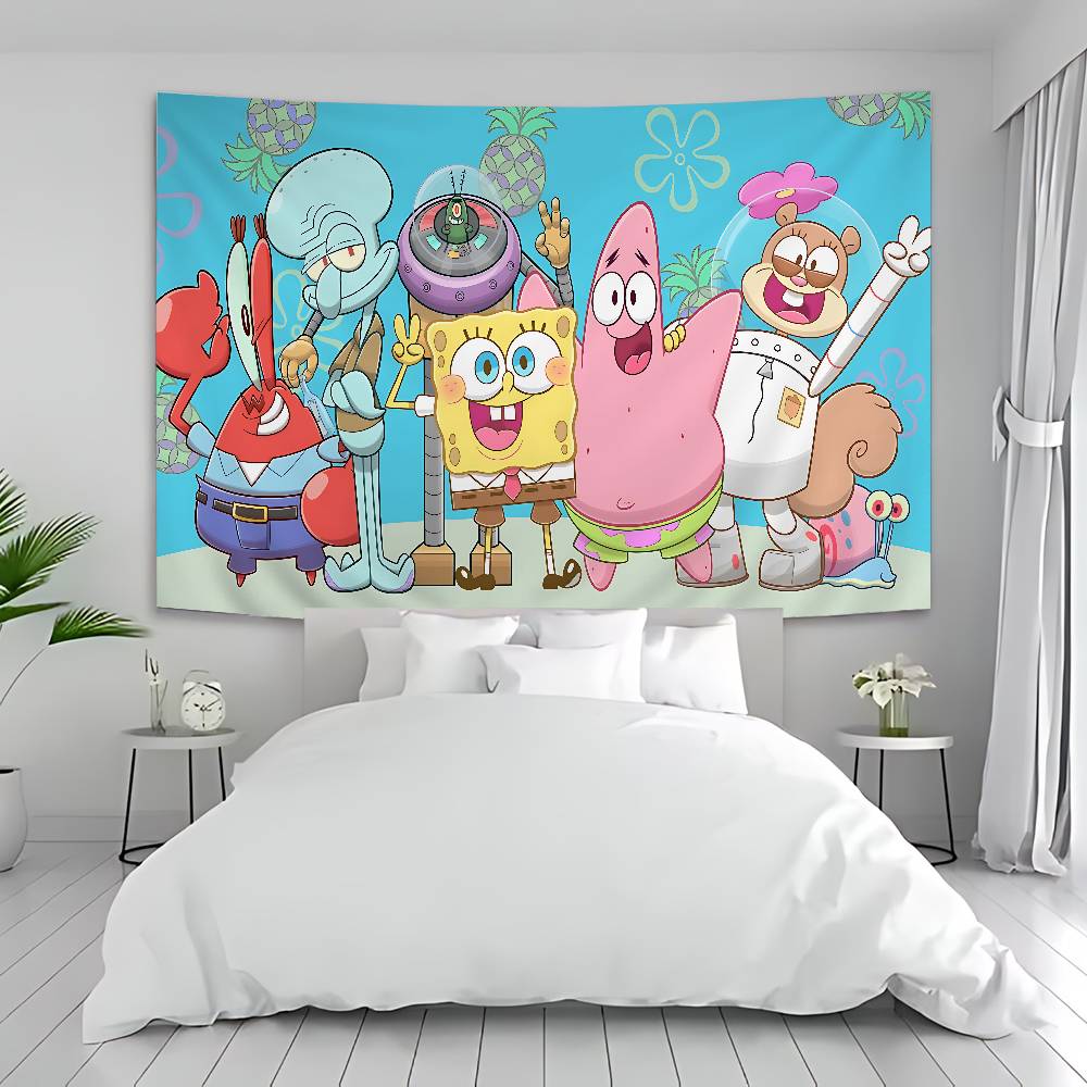 Anime SSpongeBobes Cute Colorful Tapestry Wall Hanging Bohemian Wall Tapestries Mandala Wall Art Decor