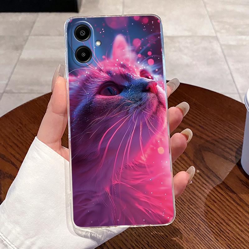 For Samsung Galaxy A07 4G 2025 Silicone Aesthetic Fashion Cute Cat Phone Case Transparent Soft TPU Casing SamsungA07 Back Cover