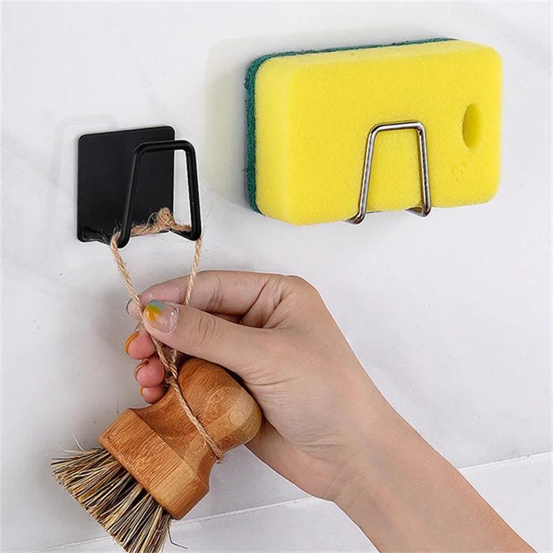 1-4pcs Sponge Holders Stainless Steel Sink Drain Drying Rack Bathroom Sponge Holder Wall Hooks Storage Holders Kitchen Gadgets
