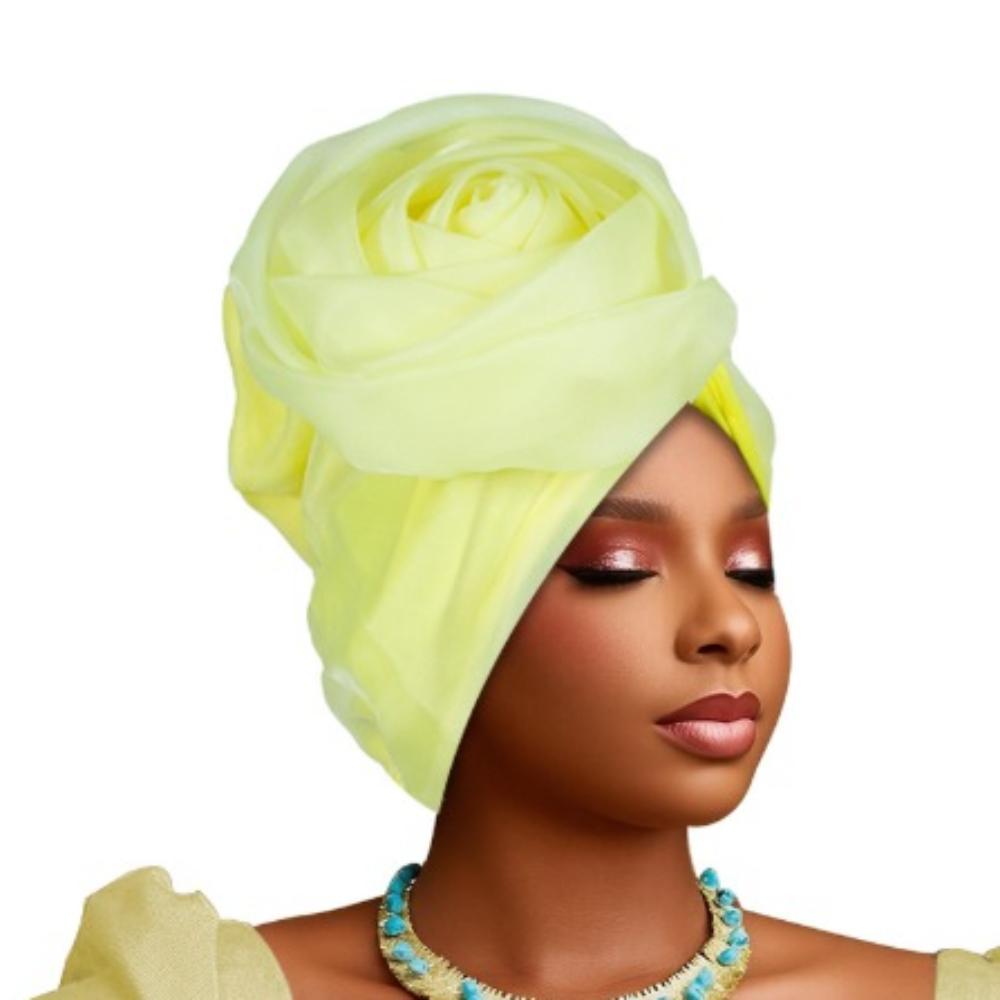 Головные уборы Африканские тюрбаны Шапки Сырой шелк Нигерийские свадебные геле Модные головные повязки Вечерние головные уборы золотой